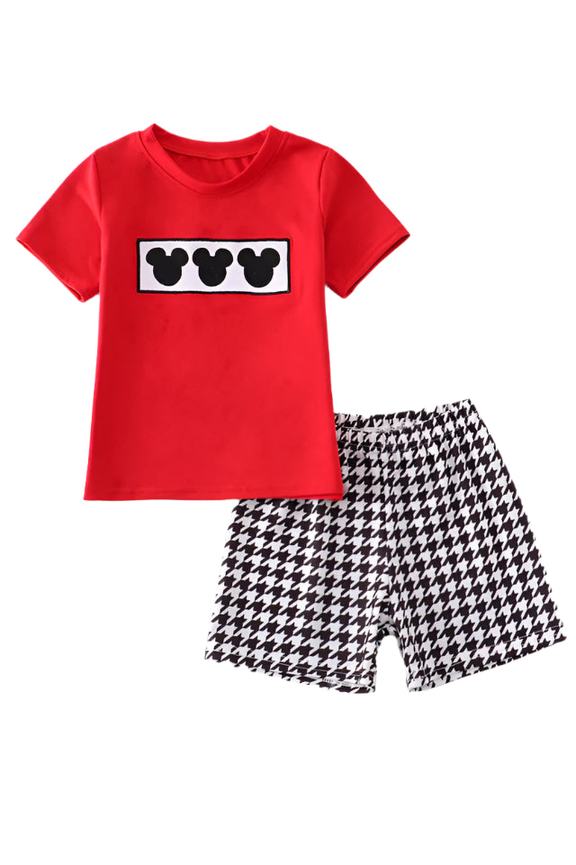 RED CHARACTER EMBROIDERY BOY SET
