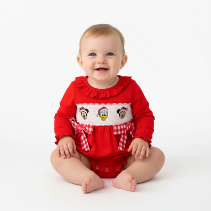 Baby Girls Christmas Embroidery Smocked Romper
