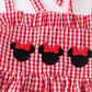 RED GINGHAM WOVEN CHARACTER EMBROIDERY GIRL SET