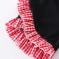 RED GINGHAM WOVEN CHARACTER EMBROIDERY GIRL SET