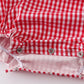 RED GINGHAM WOVEN CHARACTER EMBROIDERY GIRL BUBBLE
