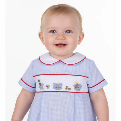 Elephant hand smocked boy bubble