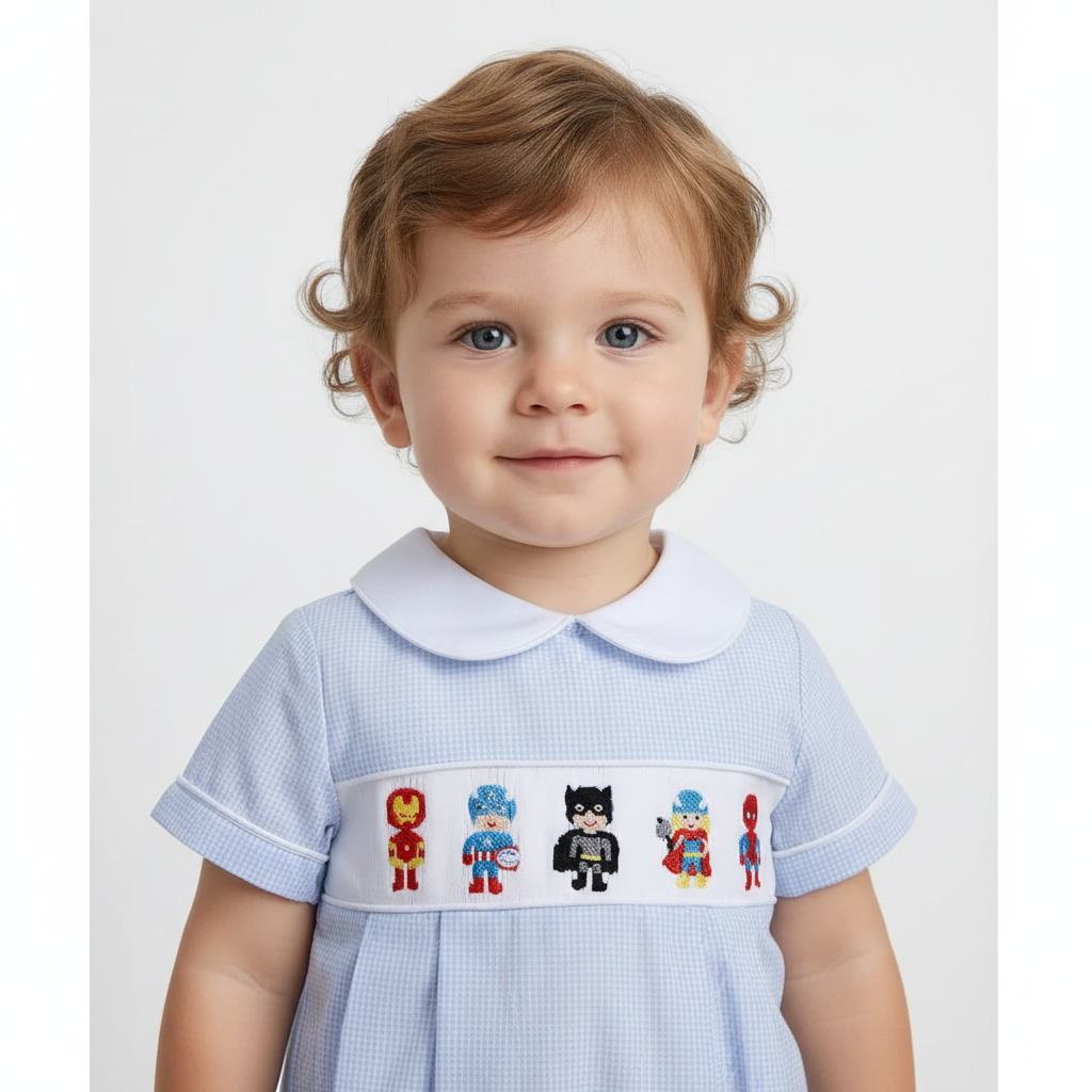 BOY BLUE SMOCKED HERO BUBBLE