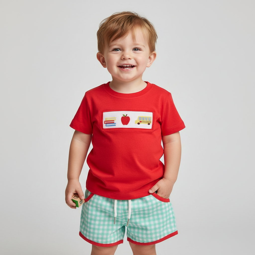 Hand smocked back to school short set