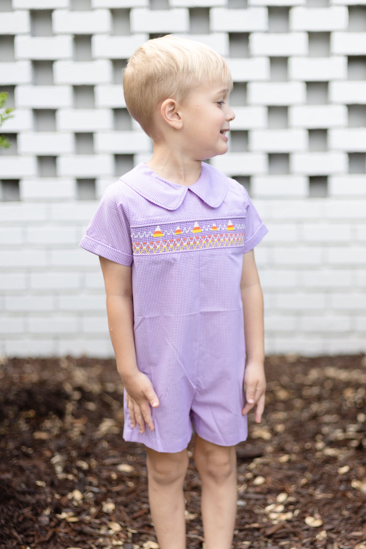 Boys Smocked Candy corn Jon Jon