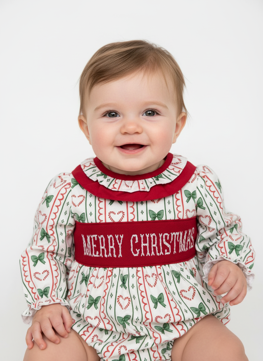 Hand Smocked Merry Christmas