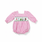 Girls Hand Smocked Nutcracker Pink and White Bubble