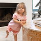 Hand Smocked Valentine Girl Puppy Ruffle Short Set