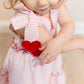 Valentine's theme in pale pink medium stripe dress