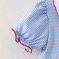 girls princess embroidery blue stripe dress