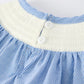 Baby Girls  Frozen Character Romper – Blue Striped Smocked Outfit with Short Sleeves