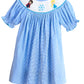 BLUE SNOW PRINCESS HAND SMOCKED GINGHAM DRESS