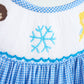 BLUE SNOW PRINCESS HAND SMOCKED GINGHAM DRESS