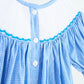 BLUE SNOW PRINCESS HAND SMOCKED GINGHAM DRESS
