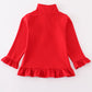 RED CHARACTER EMBROIDERY GIRL ZIPPER PULLOVER