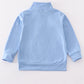 BLUE CHARACTER EMBROIDERY BOY ZIPPER PULLOVER