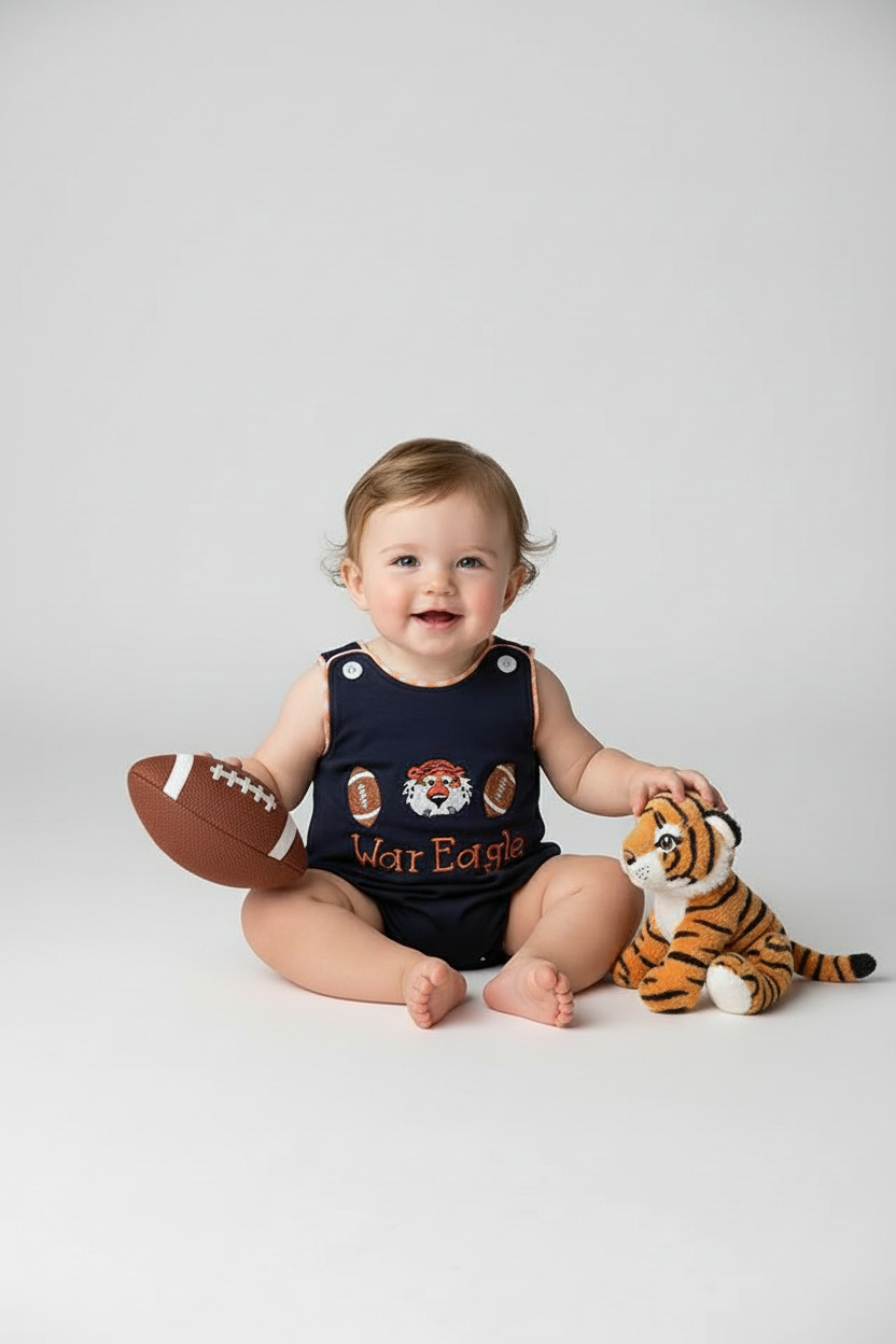 NAVY AUBURN WAR EAGLE EMBROIDERY BUBBLE