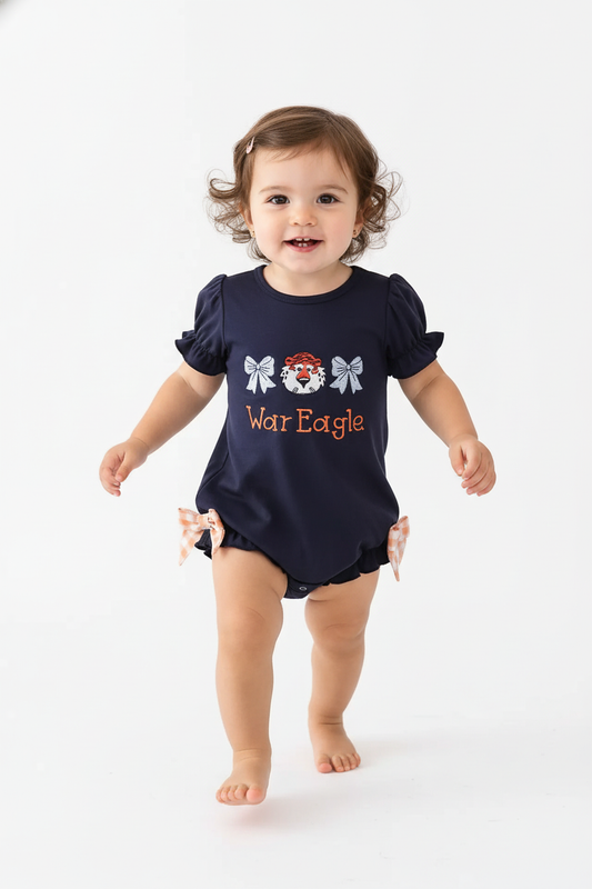 NAVY AUBURN WAR EAGLE EMBROIDERY BUBBLE