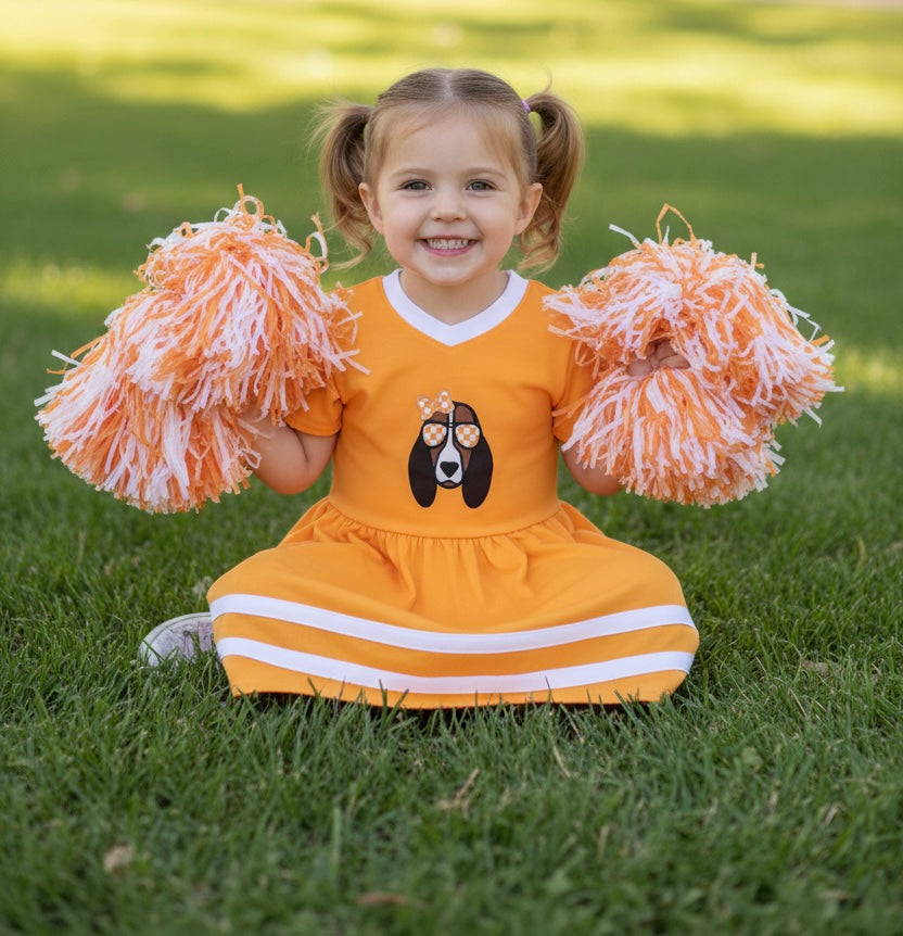 ORANGE TENNESSEE APPLIQUE DRESS