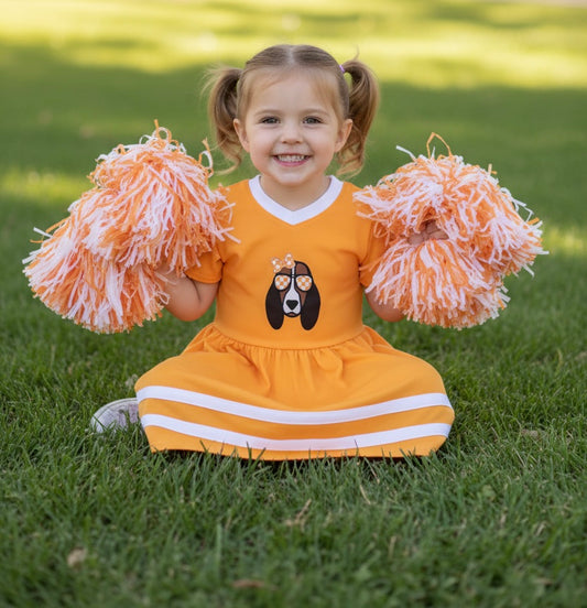 ORANGE TENNESSEE APPLIQUE DRESS
