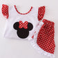 RED CHARACTER APPLIQUE GIRL SET