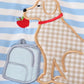 BLUE STRIPE DOG APPLIQUE BUBBLE