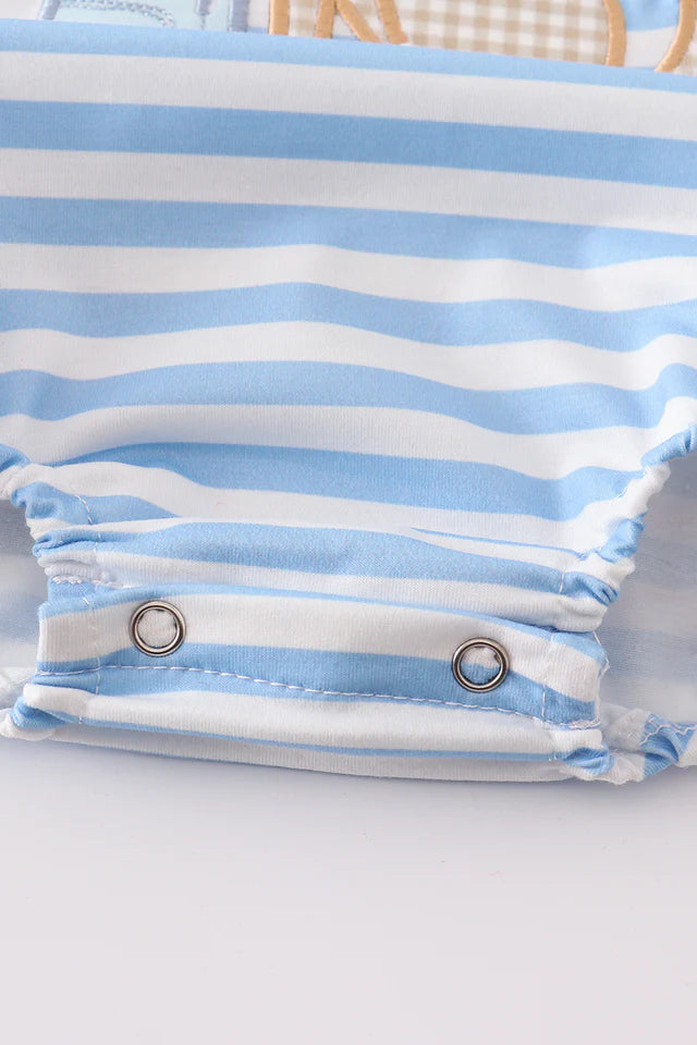 BLUE STRIPE DOG APPLIQUE BUBBLE