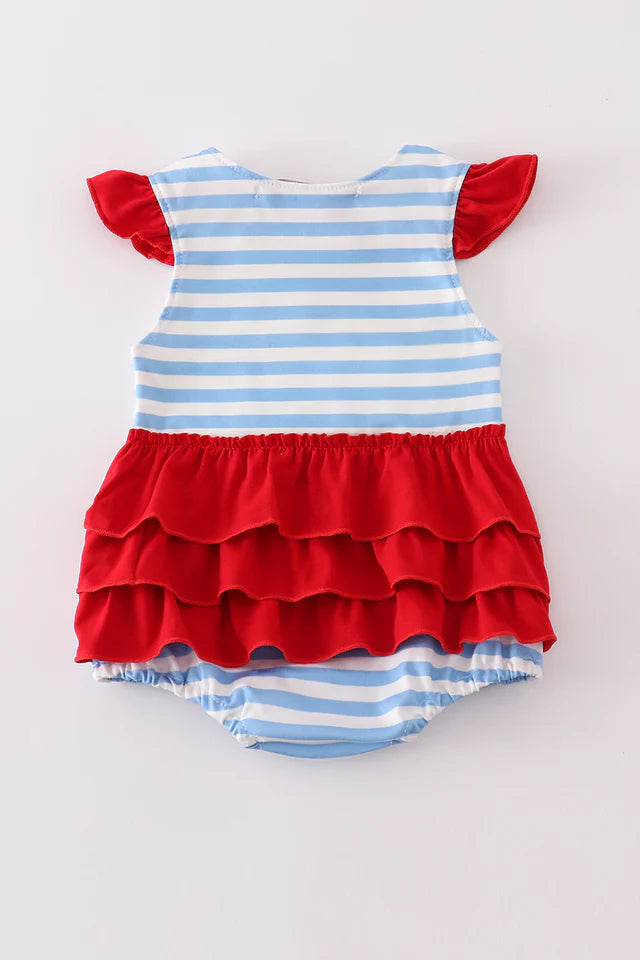 BLUE STRIPE DOG APPLIQUE BUBBLE