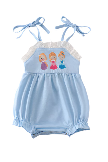 BLUE PRINCESS EMBROIDERY RUFFLE GIRL BUBBLE