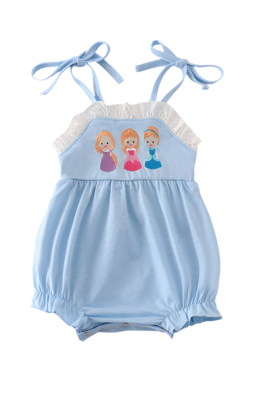 BLUE PRINCESS EMBROIDERY RUFFLE GIRL BUBBLE