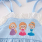 BLUE PRINCESS EMBROIDERY RUFFLE GIRL BUBBLE