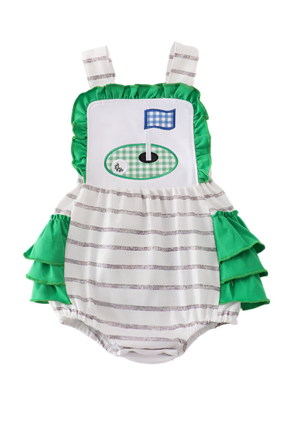 GREEN GOLF APPLIQUE GIRL BUBBLE