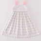 PINK BOW FLORAL PRINT GIRL DRESS