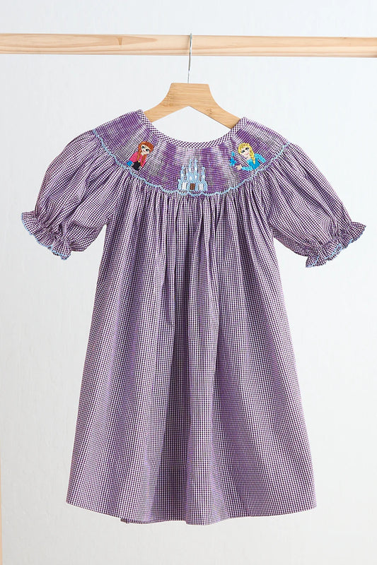 PURPLE CASTLE HAND SMOCKED GINGHAM DRESS
