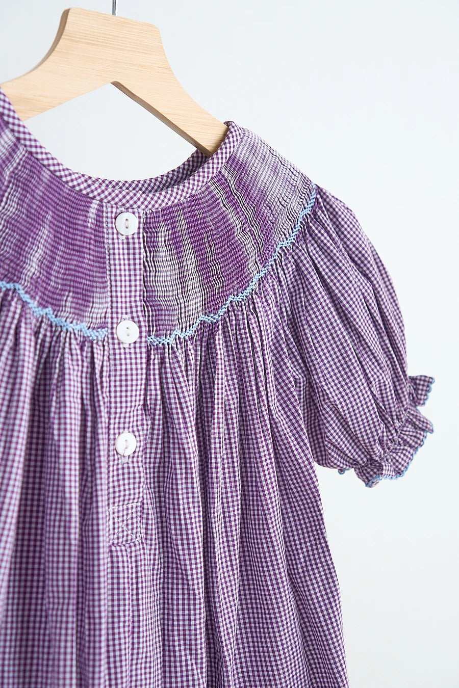 purple smocked dress PURPLE CASTLE HAND SMOCKED GINGHAM DRESS 12M