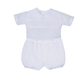 White Banks Button on Suit- White Handsmocked Cross