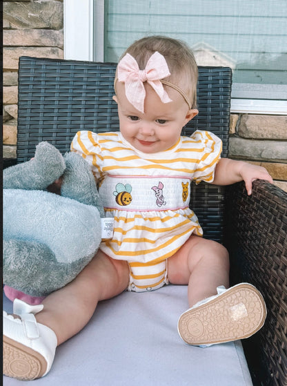 Yellow Striped P Bear and friends Romper