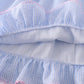 BLUE SEERSUCKER BOW EMBROIDERY DRESS