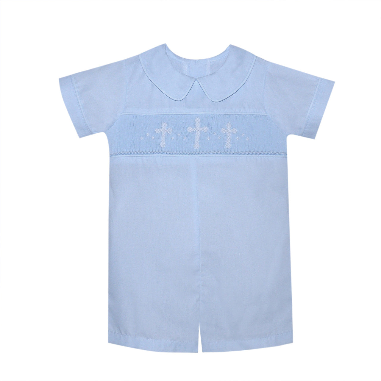 Blue Handsmocked Cross Romper