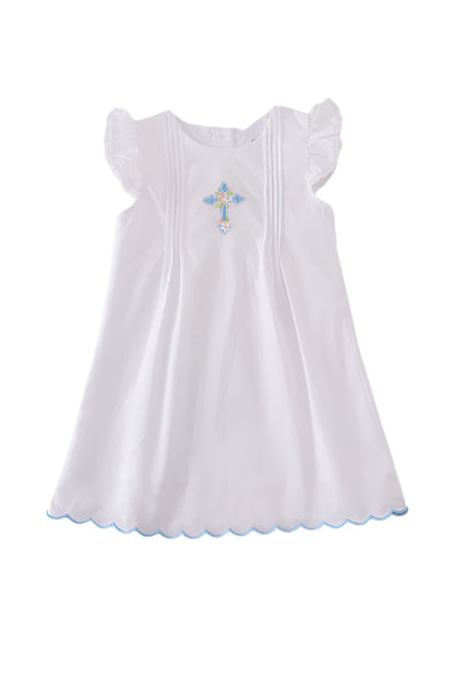 PREMIUM CROSS EMBROIDERY FLUTTER DRESS
