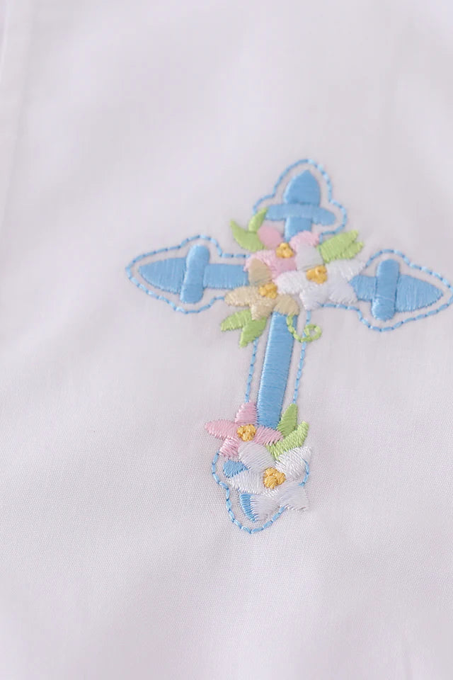 PREMIUM CROSS EMBROIDERY FLUTTER DRESS