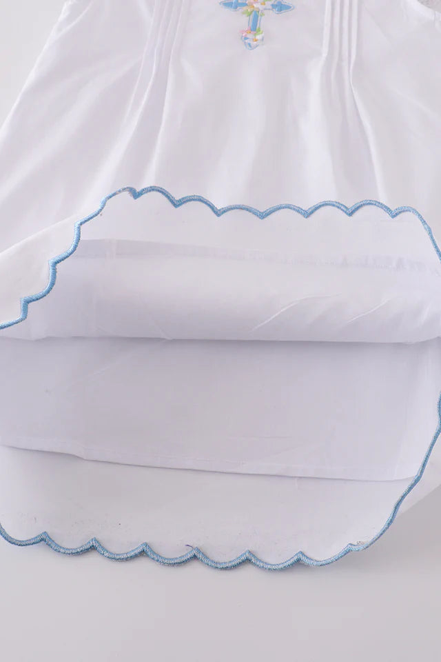 PREMIUM CROSS EMBROIDERY FLUTTER DRESS