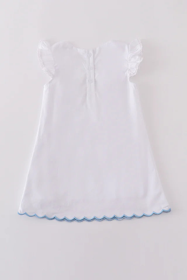 PREMIUM CROSS EMBROIDERY FLUTTER DRESS