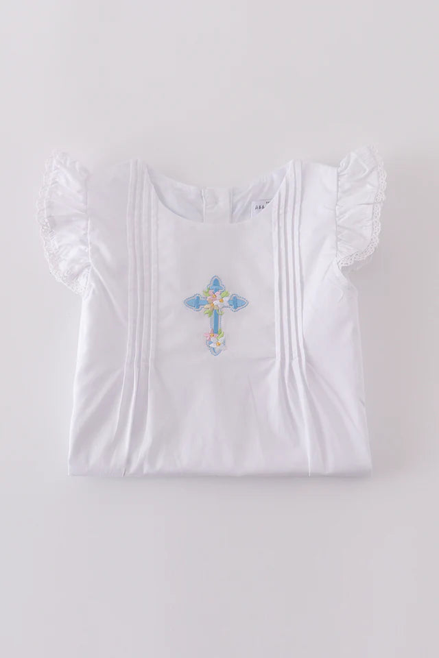 PREMIUM CROSS EMBROIDERY FLUTTER DRESS