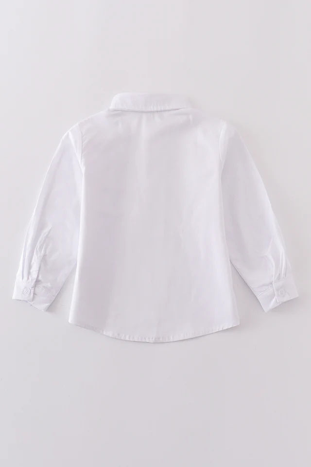 PREMIUM CROSS EMBROIDERY BUTTON DOWN LONG SLEEVE SHIR