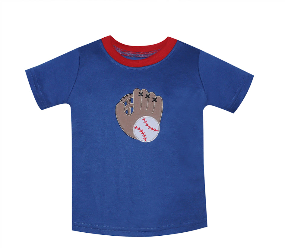 Appliqué and stitched Blue Baseball Tee