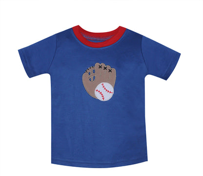 Appliqué and stitched Blue Baseball Tee