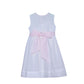 Eloise embroidered dress with pink accent bow back