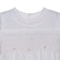 Penelope Handsmocked White Dress with Bow Back and Pearl Accents