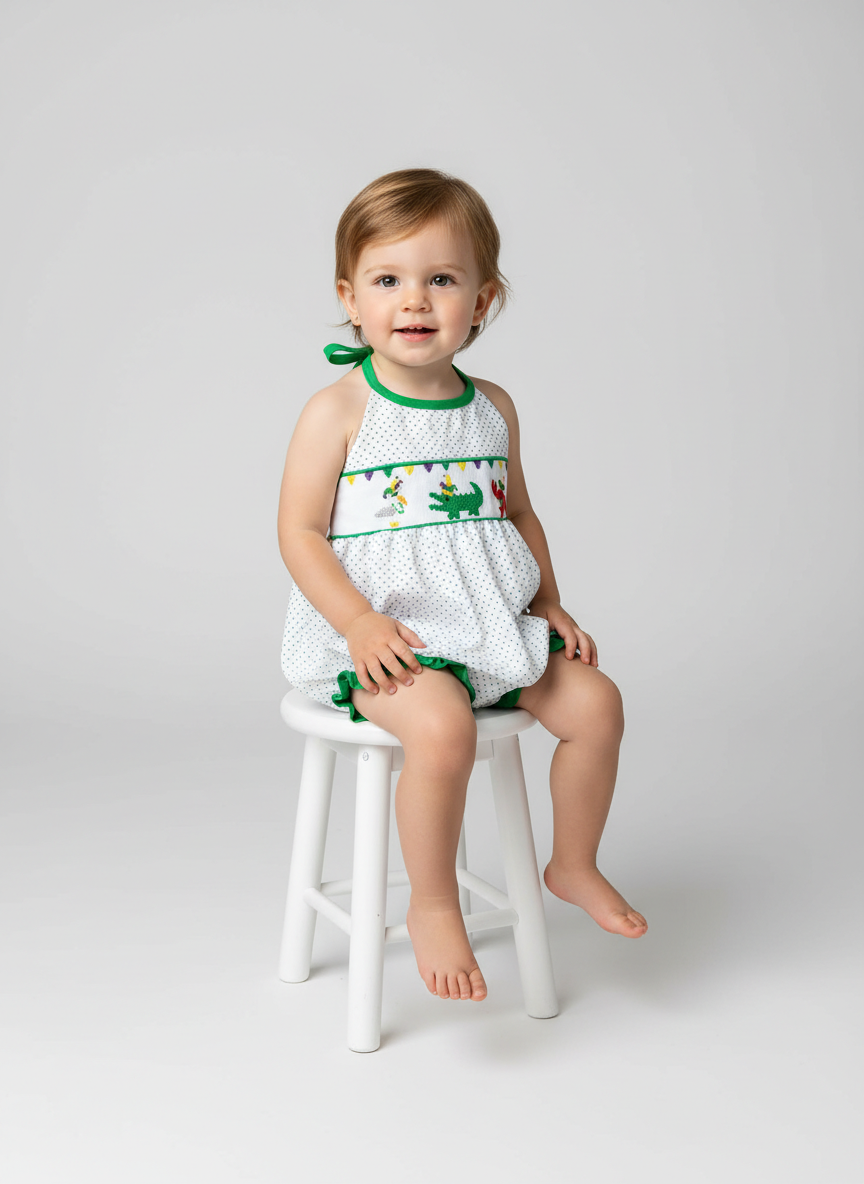 Mardi Gras Hand Smocked bubble